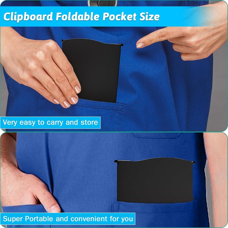 Trustnice Clipboard Foldable Without Edition Cheat Sheets Aluminum 3 Layers Foldable Clipboards Pocket Size Profile Clip Clipboards Notepad for Students, Nurses,Contractor Trucker Driver - Image 2